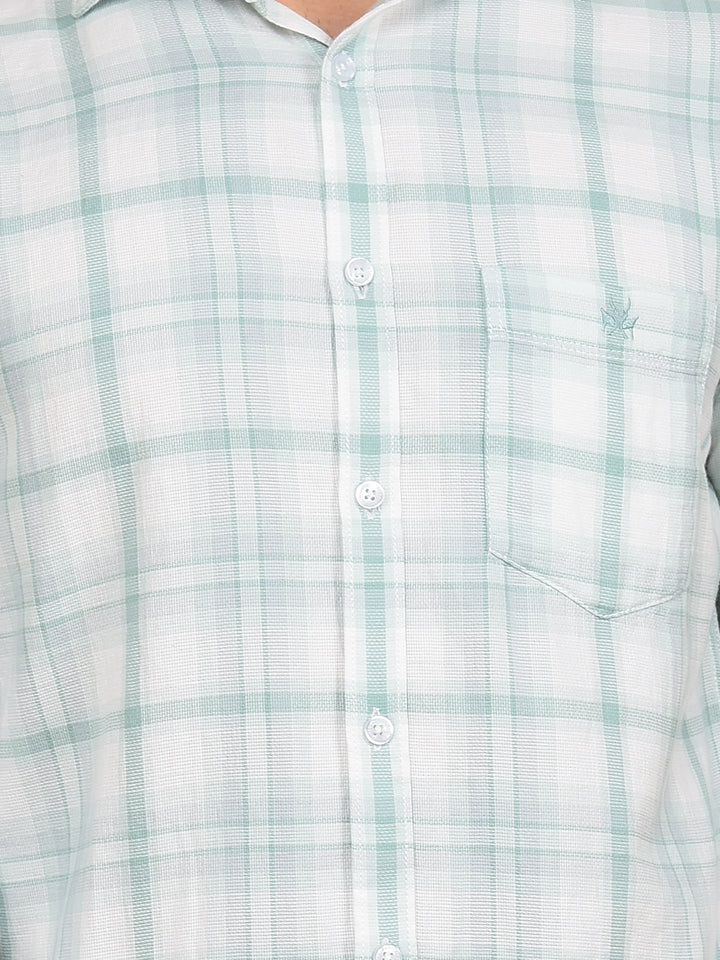 Green Checked 100% Cotton Shirt-Men Shirts-Crimsoune Club