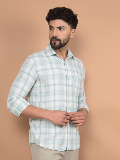 Green Checked 100% Cotton Shirt-Men Shirts-Crimsoune Club