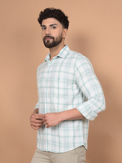 Green Checked 100% Cotton Shirt-Men Shirts-Crimsoune Club