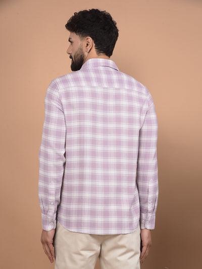 Purple Checked 100% Cotton Shirt-Men Shirts-Crimsoune Club