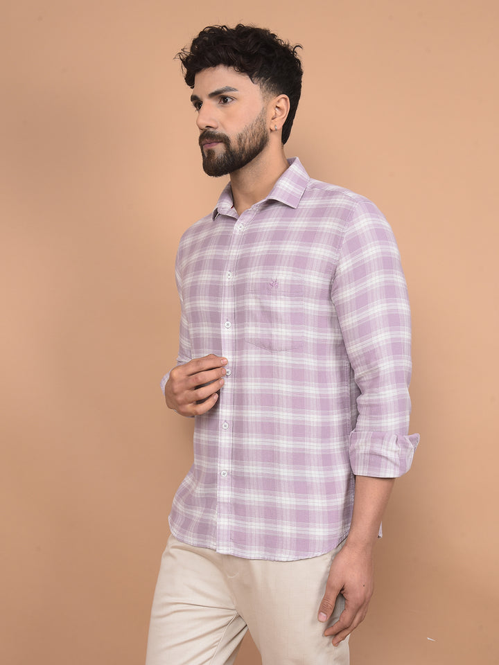 Purple Checked 100% Cotton Shirt-Men Shirts-Crimsoune Club