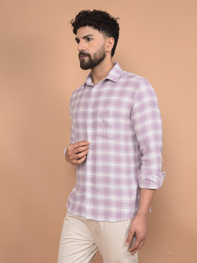 Purple Checked 100% Cotton Shirt-Men Shirts-Crimsoune Club