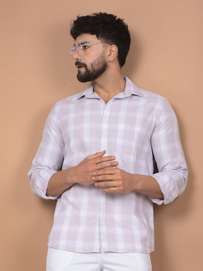Purple Checked 100% Cotton Shirt-Men Shirts-Crimsoune Club