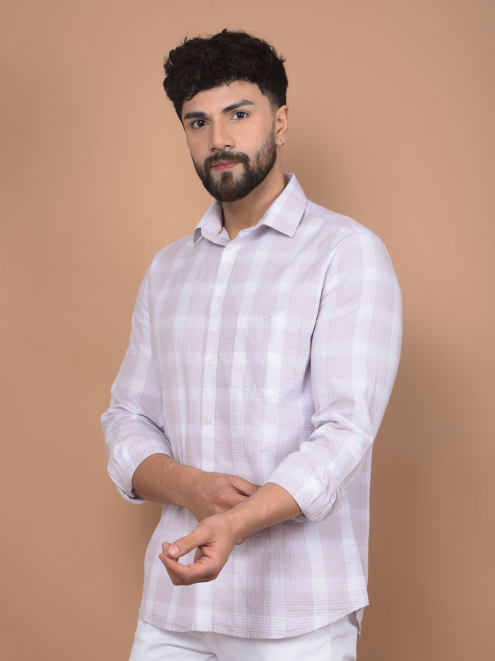 Purple Checked 100% Cotton Shirt-Men Shirts-Crimsoune Club