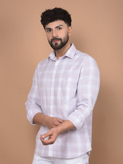 Purple Checked 100% Cotton Shirt-Men Shirts-Crimsoune Club