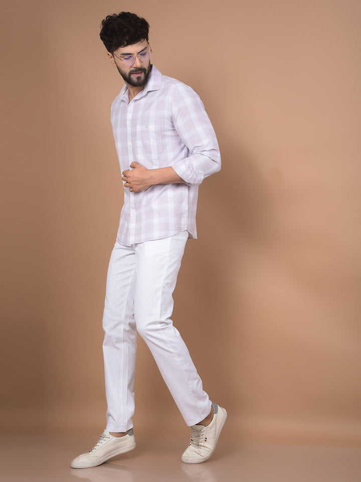 Purple Checked 100% Cotton Shirt-Men Shirts-Crimsoune Club