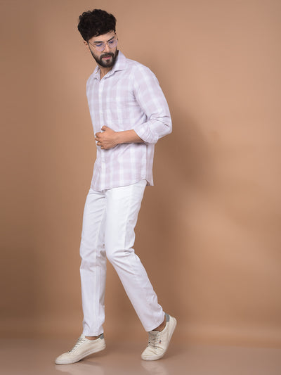 Purple Checked 100% Cotton Shirt-Men Shirts-Crimsoune Club