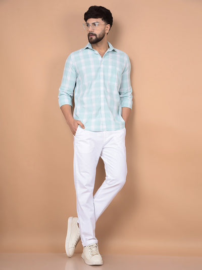 Green Checked 100% Cotton Shirt-Men Shirts-Crimsoune Club