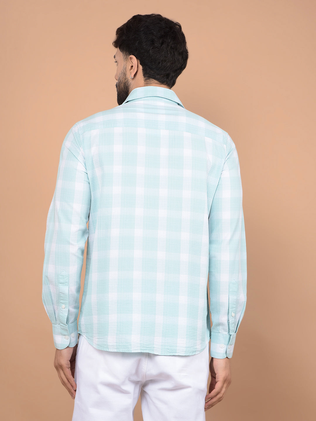 Green Checked 100% Cotton Shirt-Men Shirts-Crimsoune Club