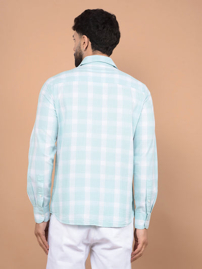Green Checked 100% Cotton Shirt-Men Shirts-Crimsoune Club
