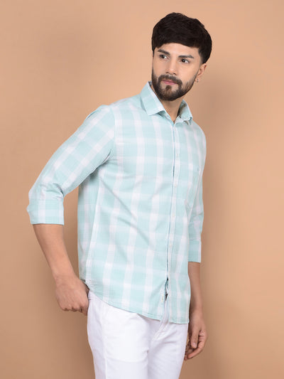 Green Checked 100% Cotton Shirt-Men Shirts-Crimsoune Club