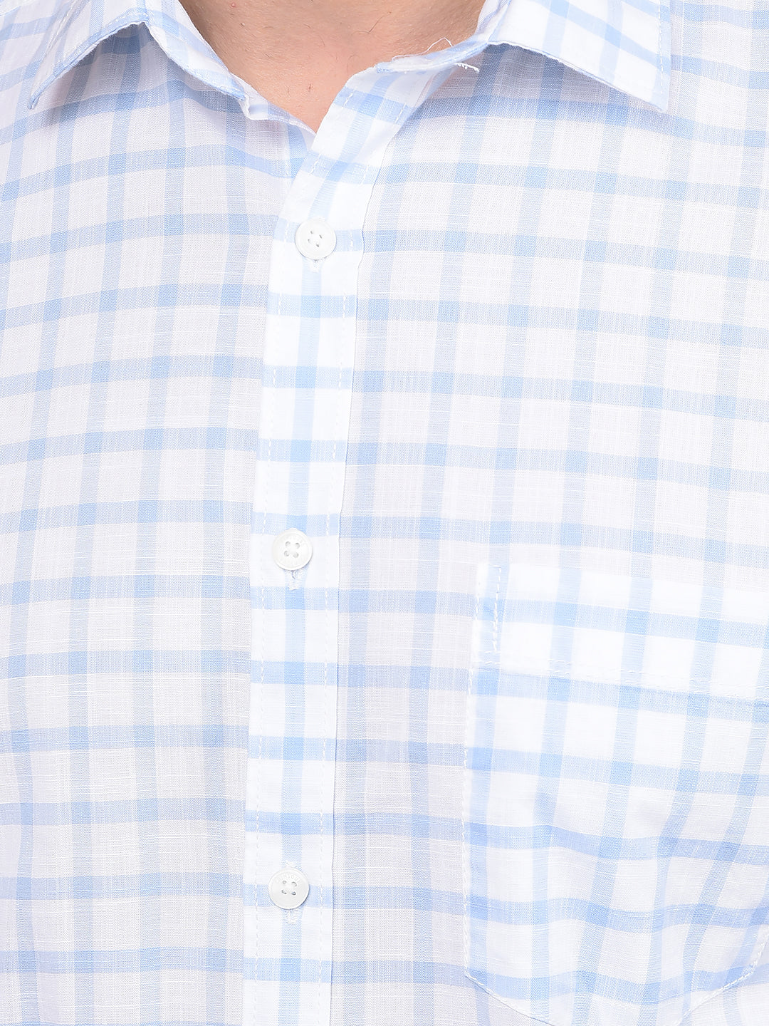 Blue Checked 100% Cotton Shirt-Men Shirts-Crimsoune Club