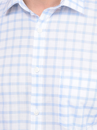 Blue Checked 100% Cotton Shirt-Men Shirts-Crimsoune Club