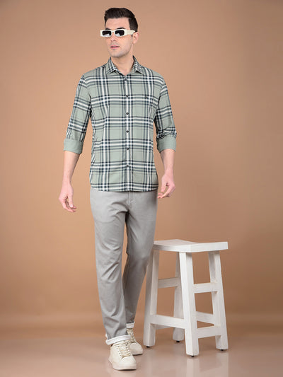 Green Checked 100% Cotton Shirt-Men Shirts-Crimsoune Club
