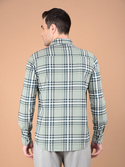 Green Checked 100% Cotton Shirt-Men Shirts-Crimsoune Club