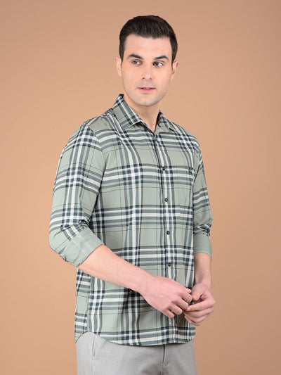 Green Checked 100% Cotton Shirt-Men Shirts-Crimsoune Club