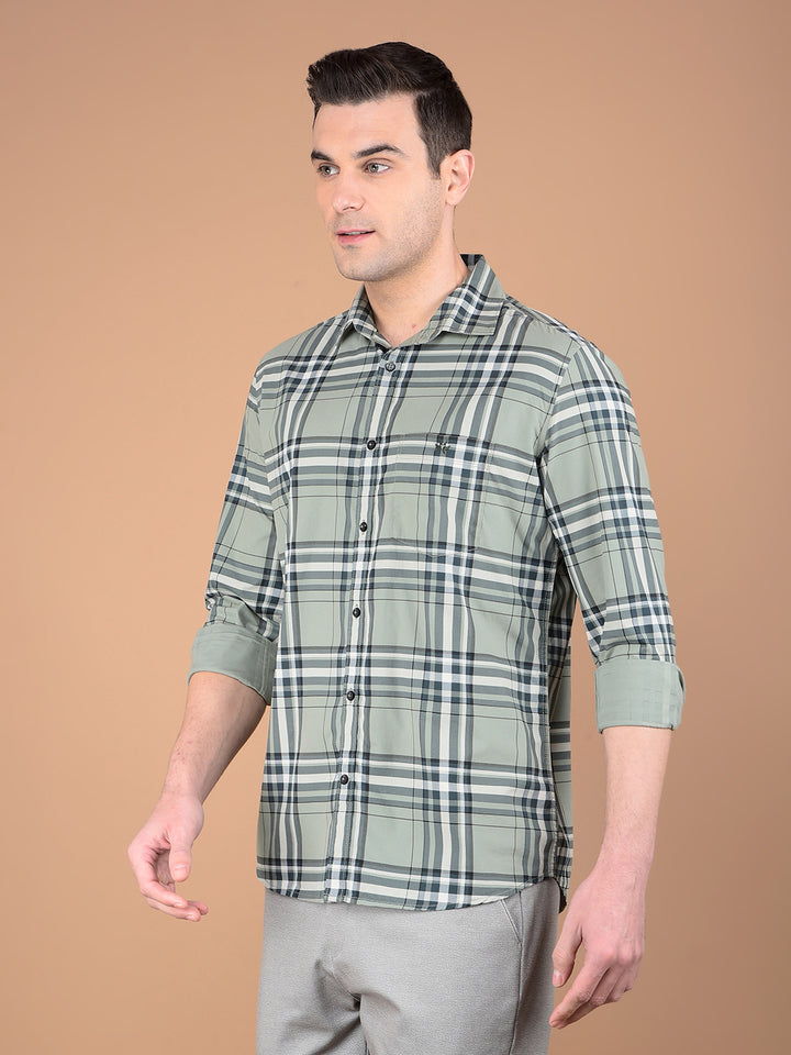 Green Checked 100% Cotton Shirt-Men Shirts-Crimsoune Club