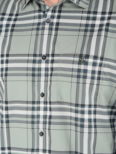 Green Checked 100% Cotton Shirt-Men Shirts-Crimsoune Club