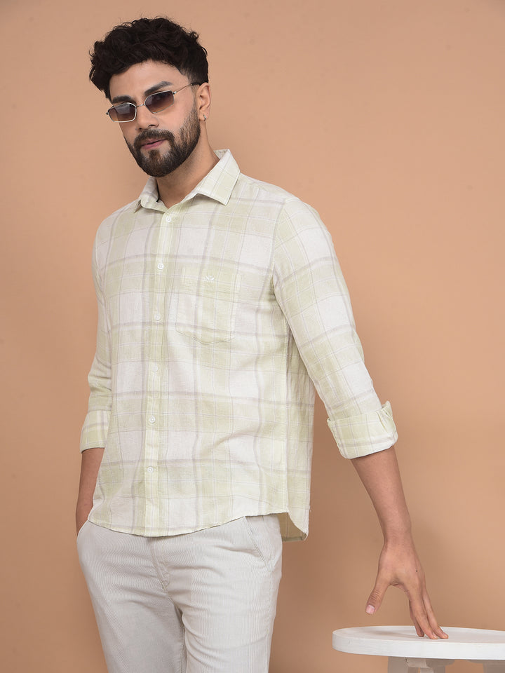 Green Checked 100% Cotton Shirt-Men Shirts-Crimsoune Club