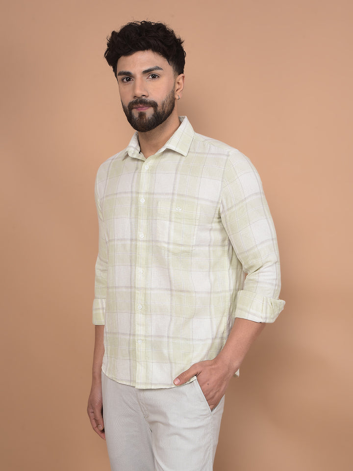 Green Checked 100% Cotton Shirt-Men Shirts-Crimsoune Club