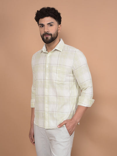 Green Checked 100% Cotton Shirt-Men Shirts-Crimsoune Club