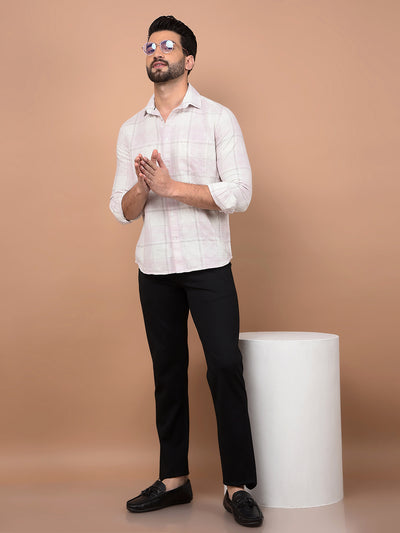 Pink Checked 100% Cotton Shirt-Men Shirts-Crimsoune Club