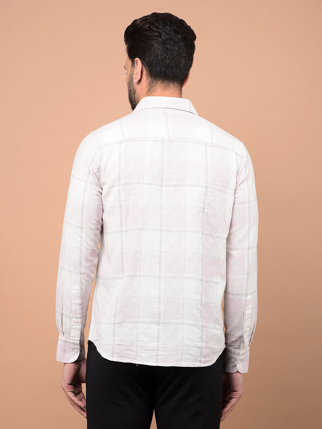 Pink Checked 100% Cotton Shirt-Men Shirts-Crimsoune Club