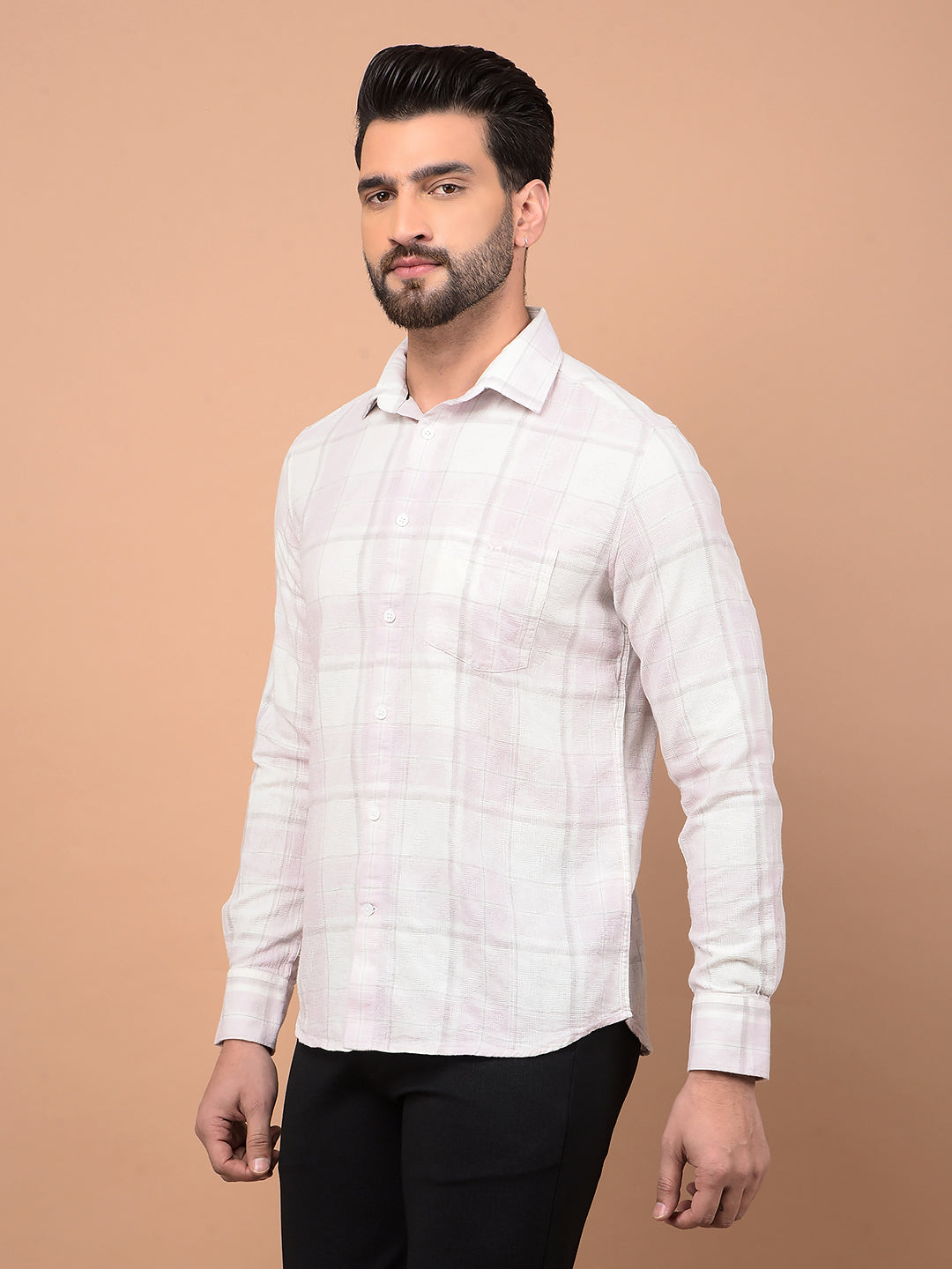 Pink Checked 100% Cotton Shirt-Men Shirts-Crimsoune Club