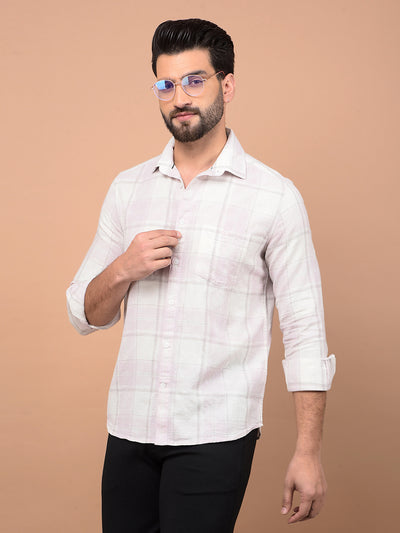 Pink Checked 100% Cotton Shirt-Men Shirts-Crimsoune Club