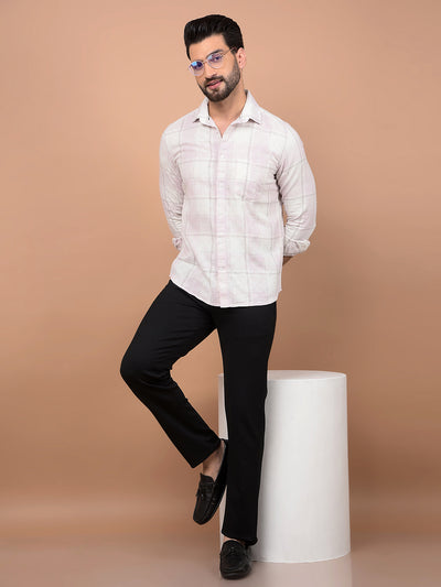Pink Checked 100% Cotton Shirt-Men Shirts-Crimsoune Club