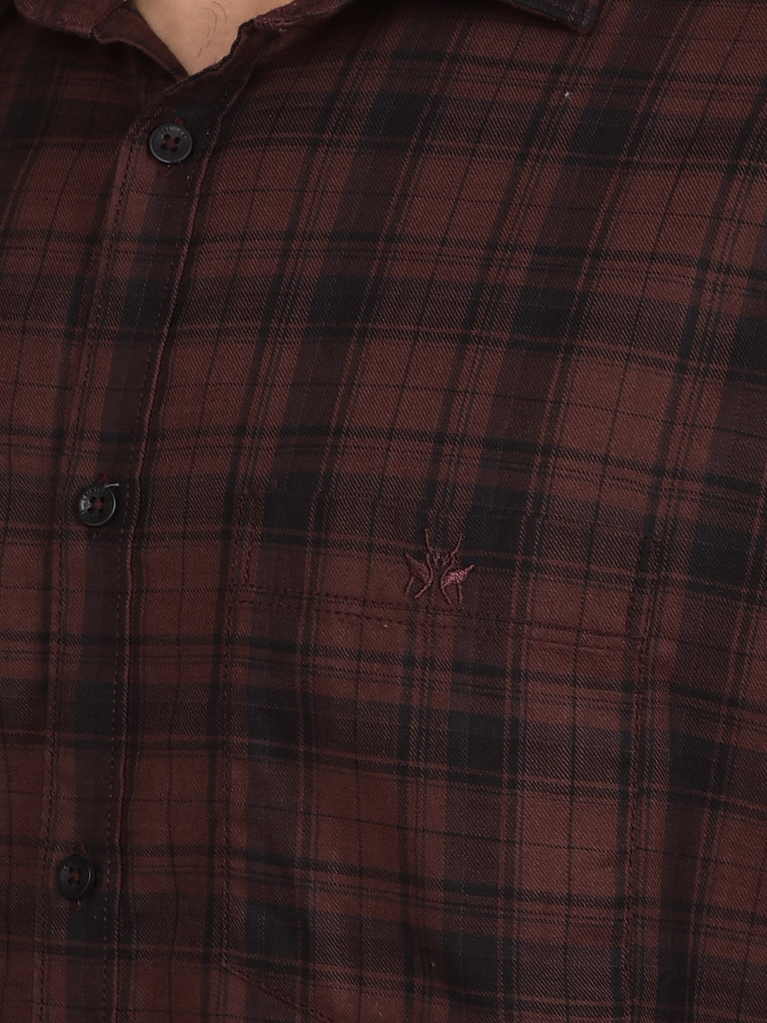 Brown Checked 100% Cotton Shirt-Men Shirts-Crimsoune Club