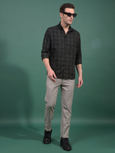 Green Checked 100% Cotton Shirt-Men Shirts-Crimsoune Club