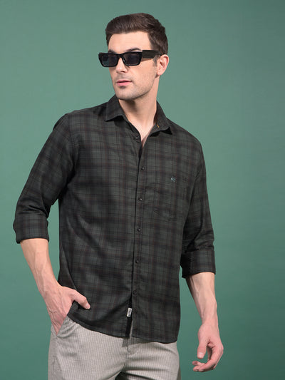 Green Checked 100% Cotton Shirt-Men Shirts-Crimsoune Club