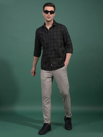 Green Checked 100% Cotton Shirt-Men Shirts-Crimsoune Club