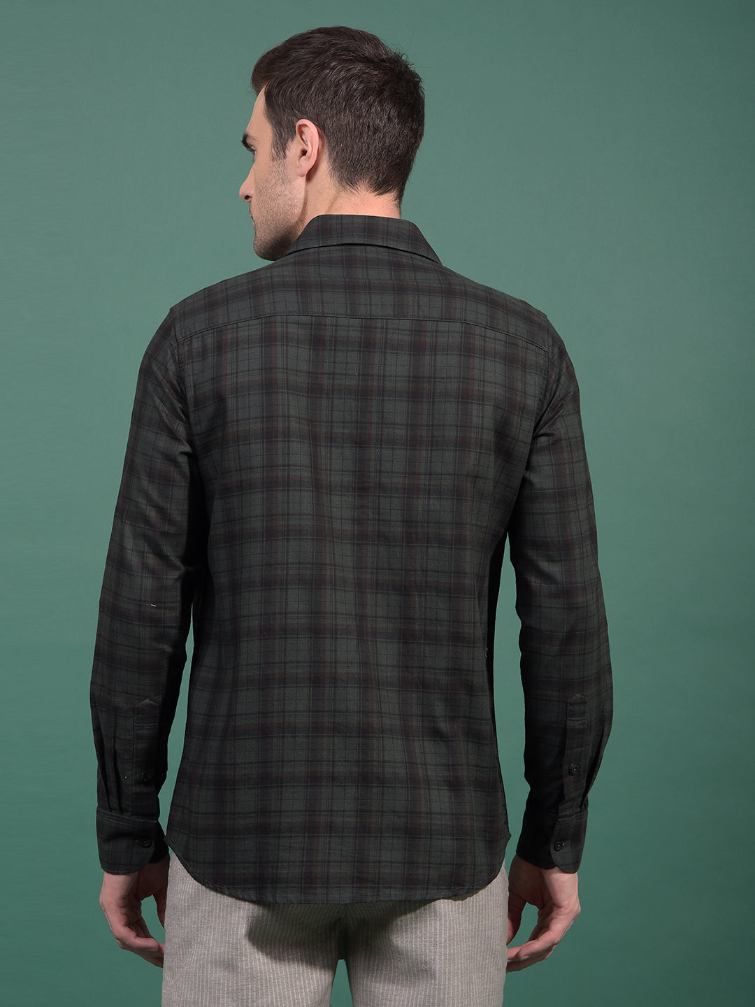 Green Checked 100% Cotton Shirt-Men Shirts-Crimsoune Club