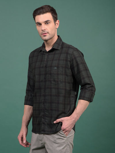 Green Checked 100% Cotton Shirt-Men Shirts-Crimsoune Club