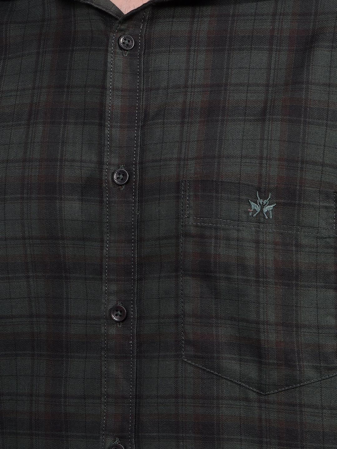 Green Checked 100% Cotton Shirt-Men Shirts-Crimsoune Club