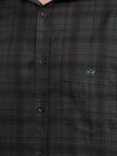 Green Checked 100% Cotton Shirt-Men Shirts-Crimsoune Club