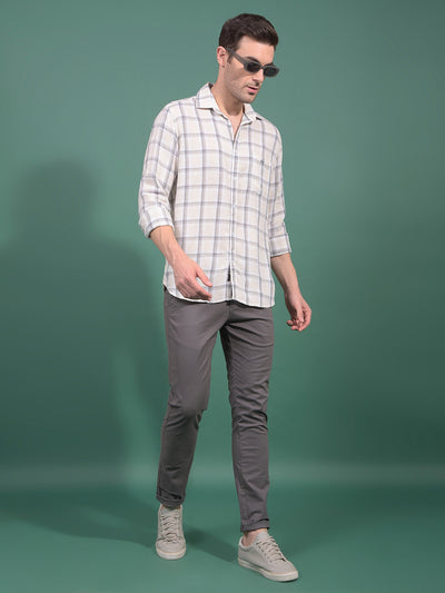 Grey Checked Linen Shirt-Men Shirts-Crimsoune Club