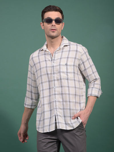 Grey Checked Linen Shirt-Men Shirts-Crimsoune Club
