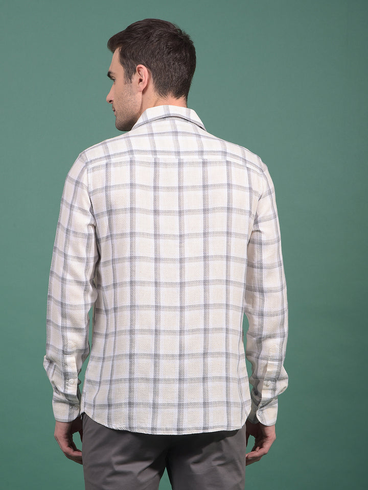 Grey Checked Linen Shirt-Men Shirts-Crimsoune Club