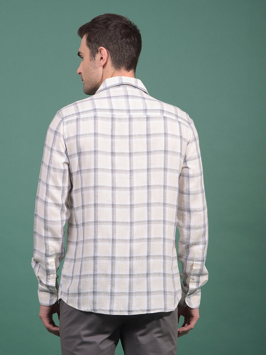 Grey Checked Linen Shirt-Men Shirts-Crimsoune Club