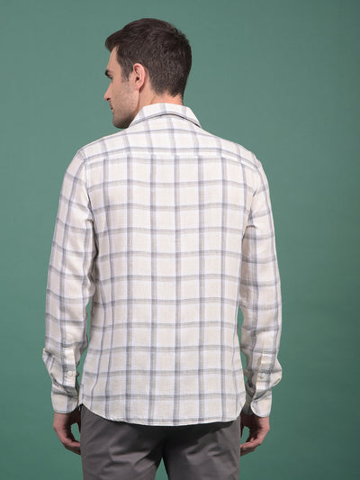 Grey Checked Linen Shirt-Men Shirts-Crimsoune Club