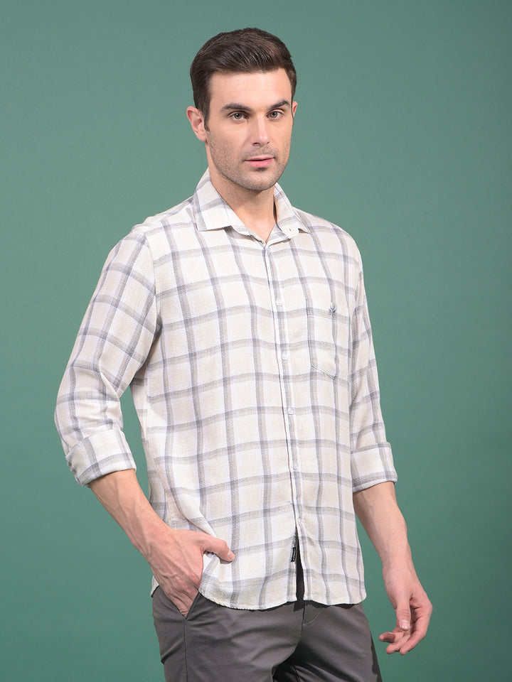 Grey Checked Linen Shirt-Men Shirts-Crimsoune Club