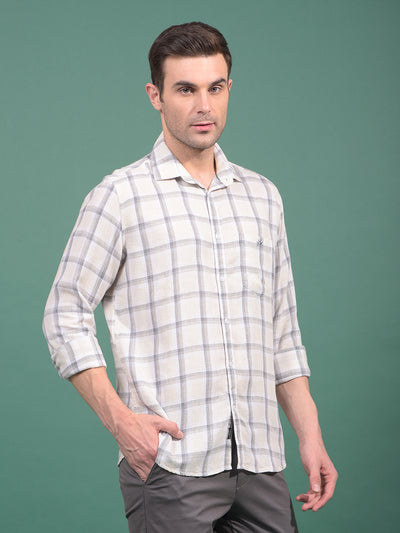 Grey Checked Linen Shirt-Men Shirts-Crimsoune Club