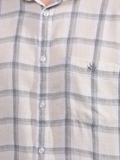 Grey Checked Linen Shirt-Men Shirts-Crimsoune Club