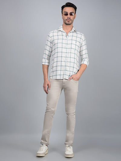 Green Checked Linen Shirt-Men Shirts-Crimsoune Club