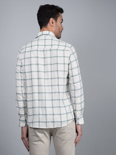 Green Checked Linen Shirt-Men Shirts-Crimsoune Club