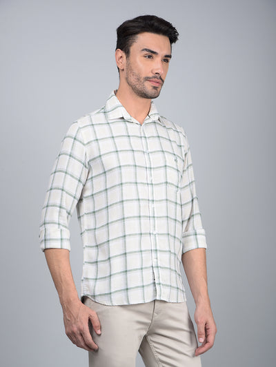 Green Checked Linen Shirt-Men Shirts-Crimsoune Club