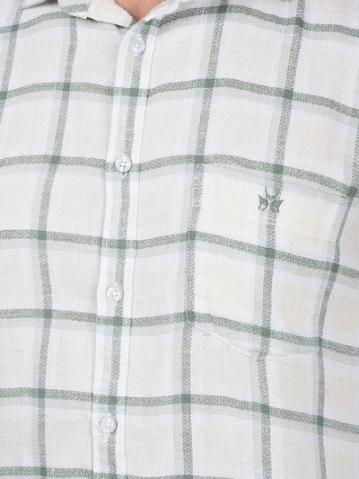 Green Checked Linen Shirt-Men Shirts-Crimsoune Club